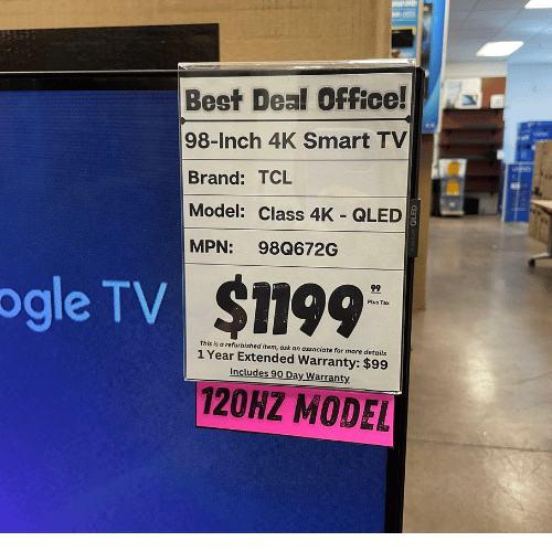 98 - Inch TCL UHD 4K SMART TV - 2160P (98Q672G) - Best Deal Office, TV, & Apple StoreLas_Vegas