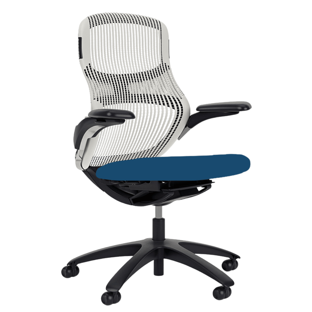 Herman Miller Knoll Generation Ergonomic Office Chair (Black Frame, White Back, Navy Seat) - Best Deal Office Furniture & Apple StoreLas_Vegas