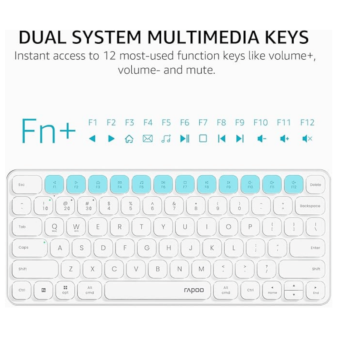 Rapoo Keyboard and Mouse Combo with Apple Keys Bluetooth and USB Node - White - (9010M) - Best Deal Office Furniture & Apple StoreLas_Vegas