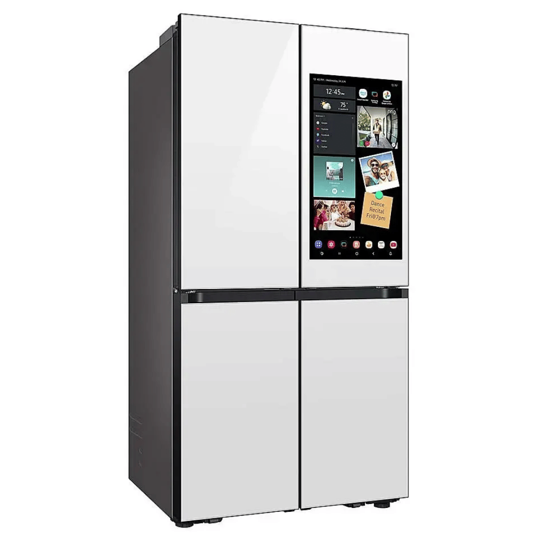 Samsung Bespoke 4 - Door Flex Refrigerator (29 cu. ft.) with AI Family Hub + and AI Vision Inside in White Glass (RF29DB990012) - Best Deal Office Furniture & Apple StoreLas_Vegas