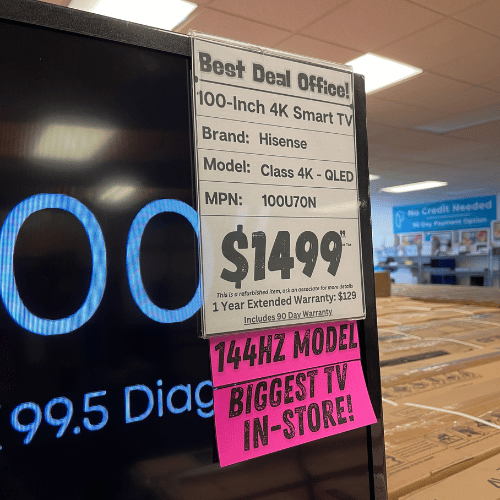 100 - Inch Hisense 4K UHD (2160P) QLED Smart Google TV (100U70N) - Best Deal Office, TV, & Apple StoreLas_Vegas