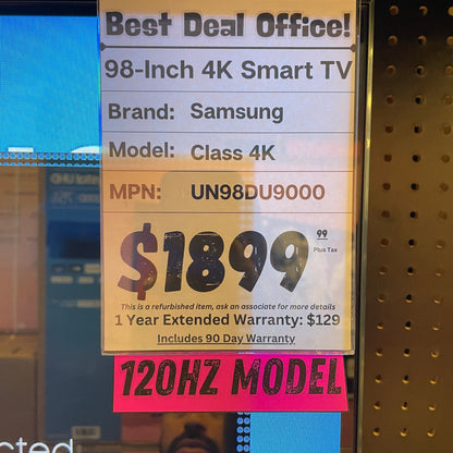 98 - Inch Samsung UHD 4K SMART TV - 2160P (UN98DU9000DXZA) - Best Deal Office, TV, & Apple StoreLas_Vegas