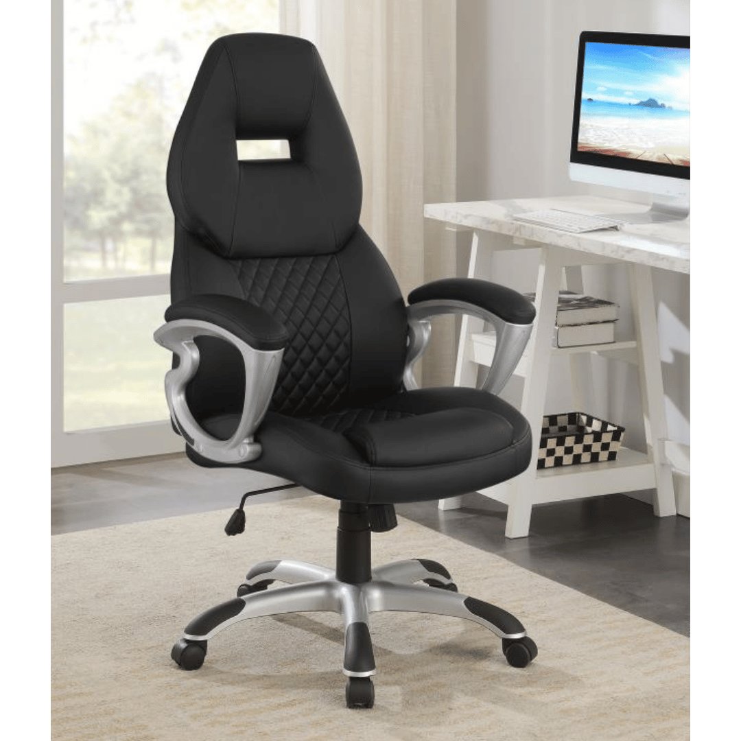 Bruce Upholstered Adjustable Home Office Chair Black - Best Deal Office Las_Vegas