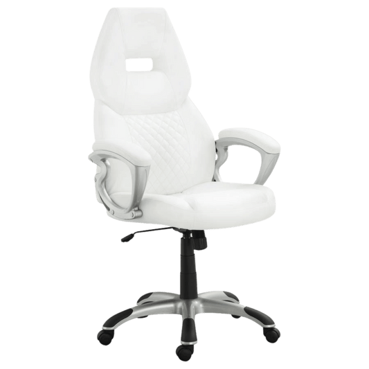 Bruce Upholstered Adjustable Home Office Chair White - Best Deal Office Las_Vegas