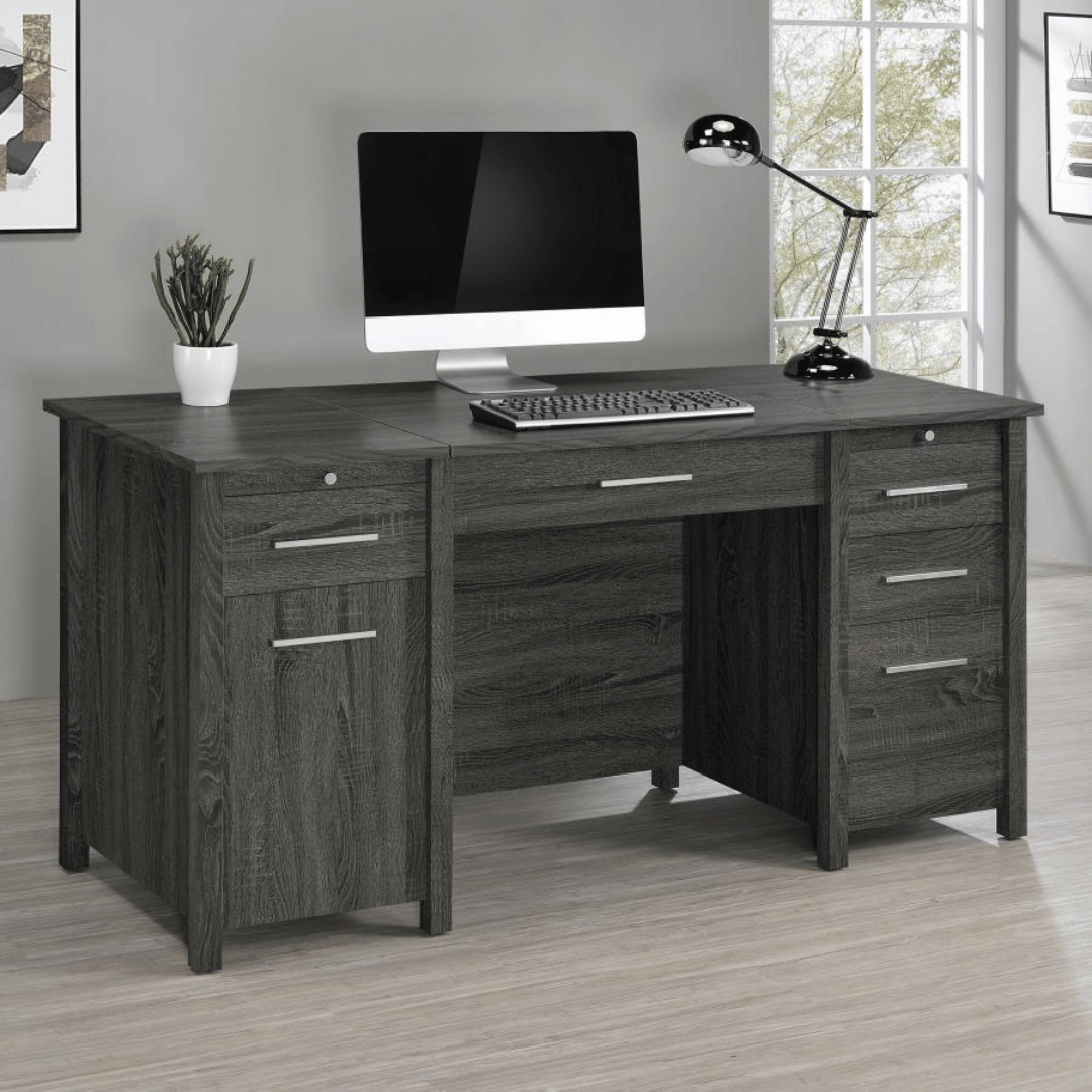 Dylan 60 - inch 4 - drawer Lift Top Office Desk Weathered Grey - Best Deal Office Las_Vegas