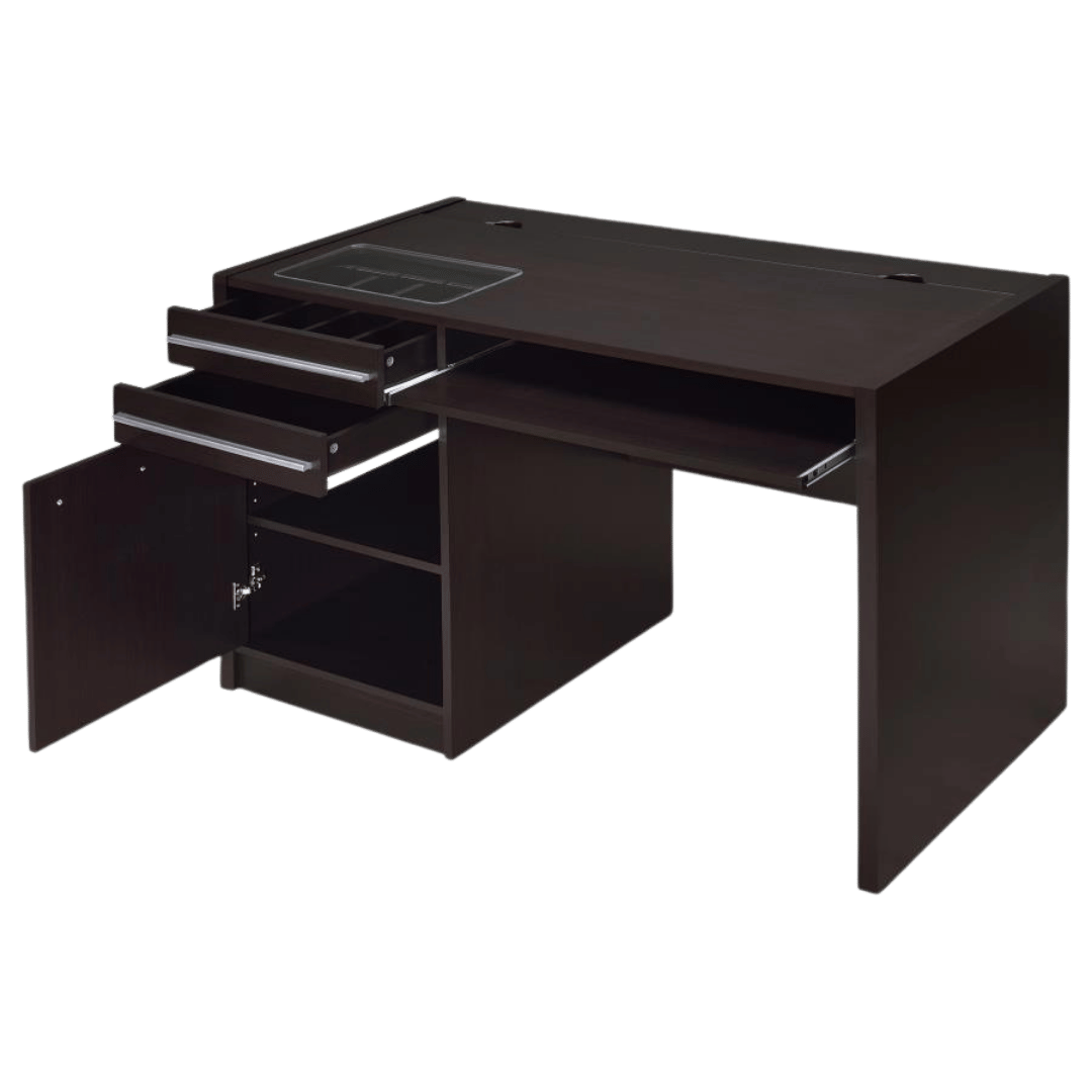 Halston 47 - inch 2 - drawer Office Desk with Cabinet Cappuccino - Best Deal Office Las_Vegas