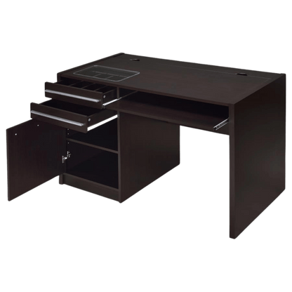 Halston 47 - inch 2 - drawer Office Desk with Cabinet Cappuccino - Best Deal Office Las_Vegas