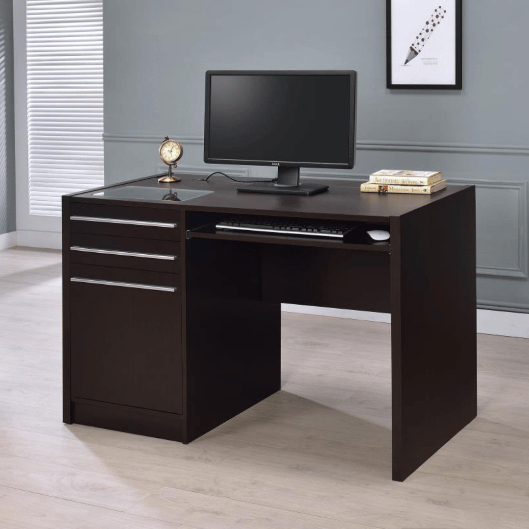 Halston 47 - inch 2 - drawer Office Desk with Cabinet Cappuccino - Best Deal Office Las_Vegas