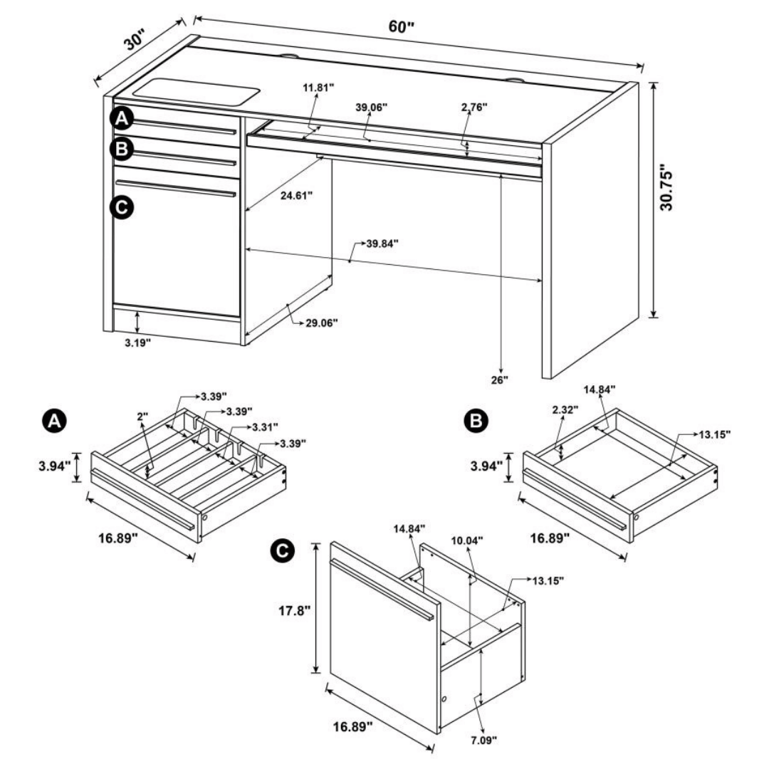 Halston 60 - inch 3 - drawer Office Computer Desk Cappuccino - Best Deal Office Las_Vegas