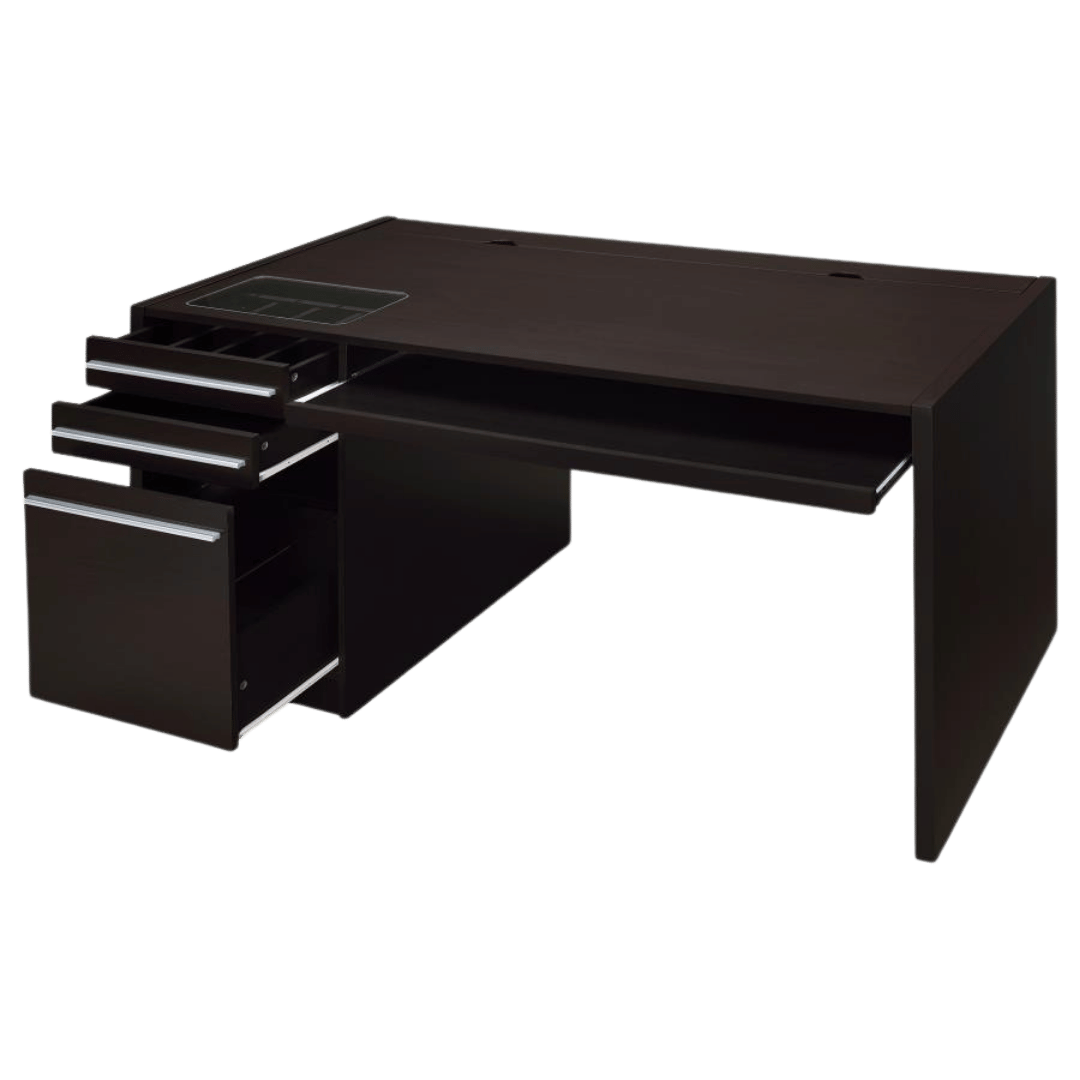 Halston 60 - inch 3 - drawer Office Computer Desk Cappuccino - Best Deal Office Las_Vegas