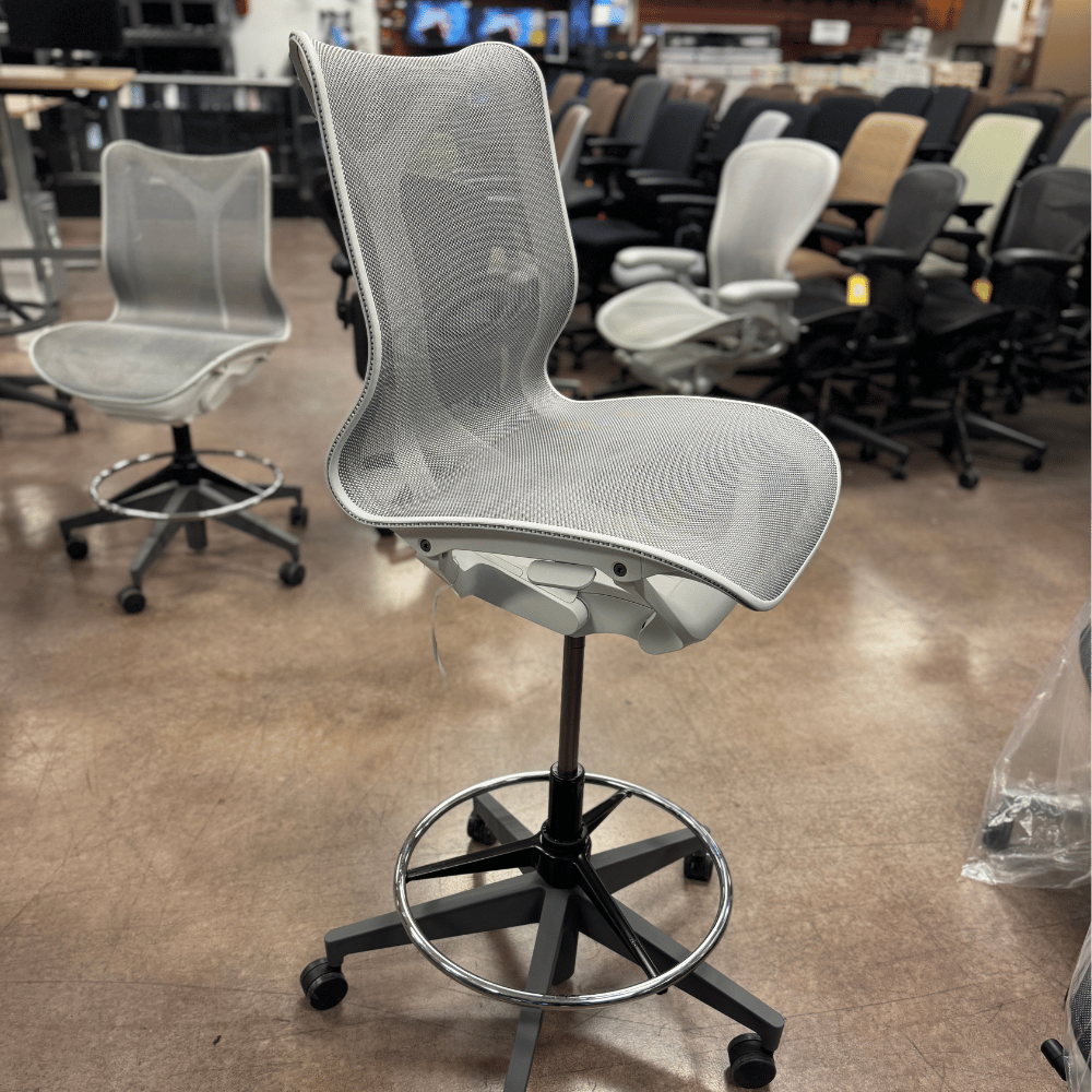 Herman Miller Cosm Low Back Office Chair Stool (Studio White/Mineral) - Armless - Best Deal Office Las_Vegas