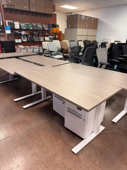 Knoll Powered Height Adjustable Standing Desk with Rolling Filing Cabinet Pedestal (69"x30") - Best Deal Office Furniture & Apple StoreLas_Vegas