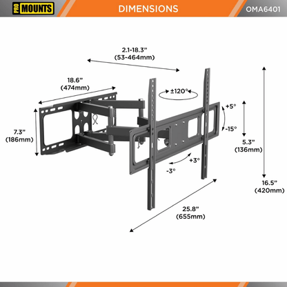 ProMount Full - Motion Articulating TV Wall Mount Bracket for TVs 47" to 75" (OMA6401 - 02) - Best Deal Office Furniture & Apple StoreLas_Vegas