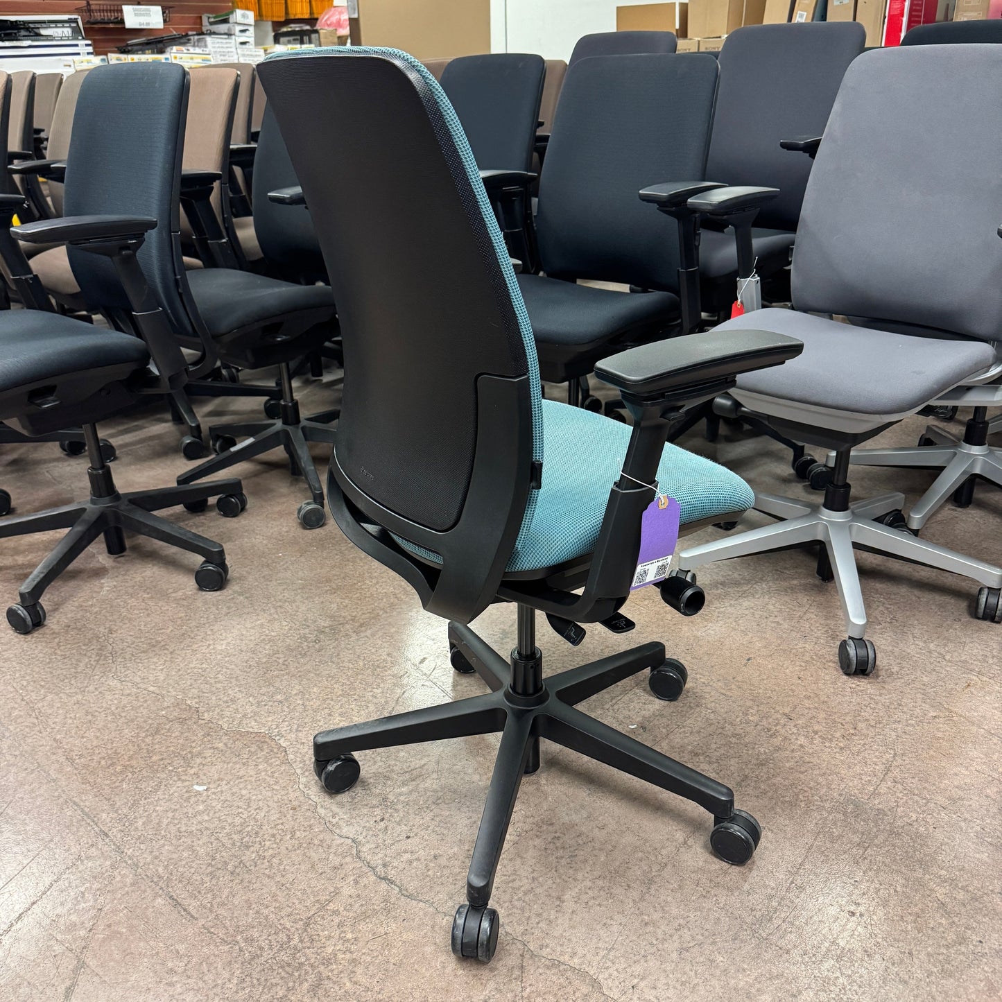 Steelcase Amia Ergonomic Office Chair (Teal Cloth/Black Frame) - Best Deal Office Las_Vegas