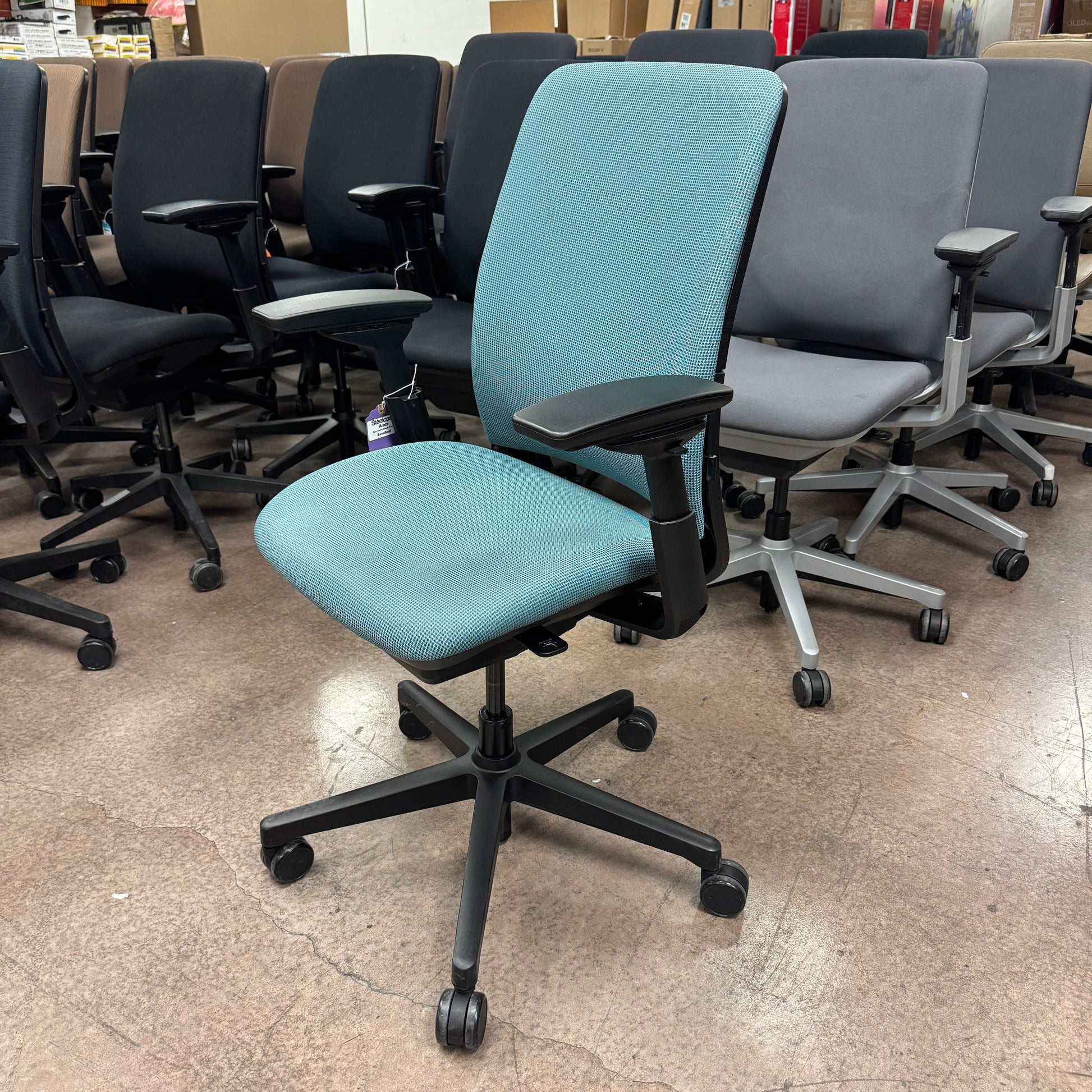 Steelcase Amia Ergonomic Office Chair (Teal Cloth/Black Frame) - Best Deal Office Las_Vegas