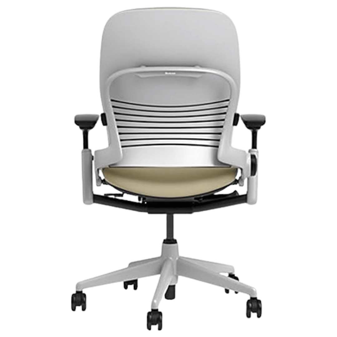 Steelcase Leap V2 Office Chair - (Beige Leather/Platinum Frame) - Best Deal Office Furniture & Apple StoreLas_Vegas