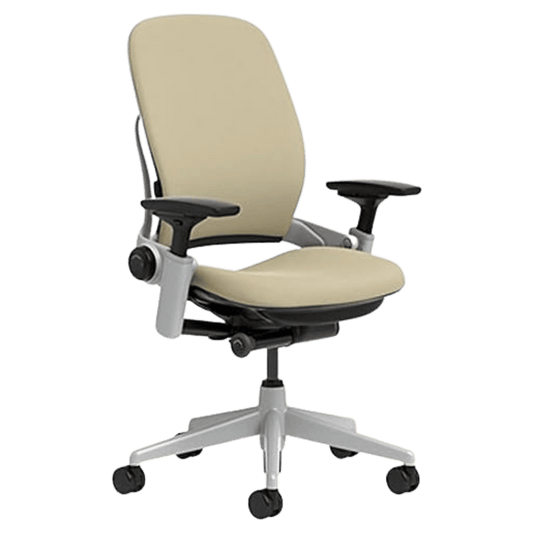 Steelcase Leap V2 Office Chair - (Beige Leather/Platinum Frame) - Best Deal Office Furniture & Apple StoreLas_Vegas