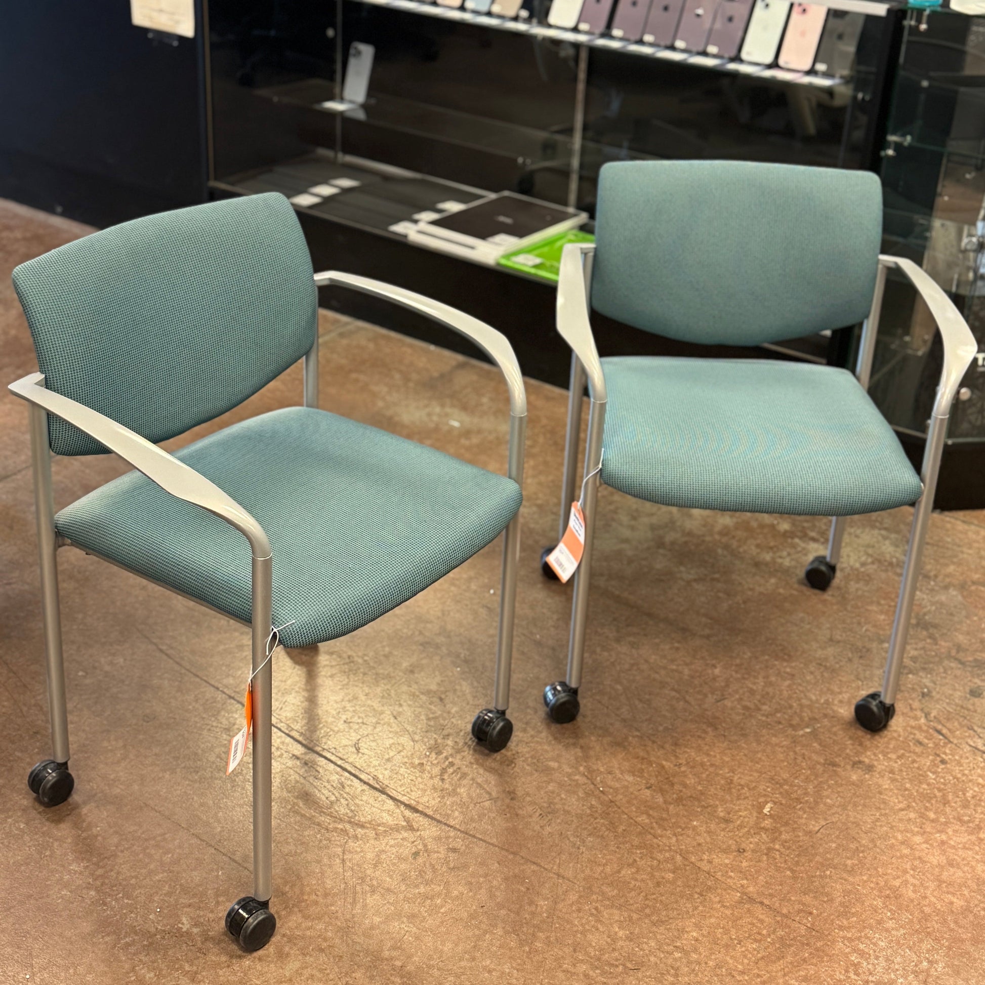 Steelcase Player Waiting Room Chair - Teal Cloth - Best Deal Office Las_Vegas