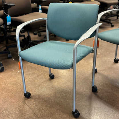 Steelcase Player Waiting Room Chair - Teal Cloth - Best Deal Office Las_Vegas