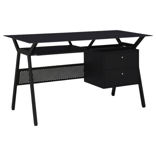 Weaving 55 - inch 2 - drawer Computer Desk Keyboard Tray Black - Best Deal Office Las_Vegas